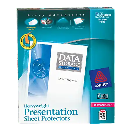 Genuine Avery&reg; Diamond Clear Heavyweight Sheet Protectors, 8 1/2" x 11", Top Loading, Pack Of 50