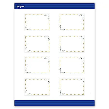 Buy Direct Avery&reg; Print-To-The-Edge Tags With Sure Feed&reg;, S00-DNB-PRMWT10, 2" x 3", Matte White, Preprinted Green Floral with Gold Dots Design, Pack Of 80
