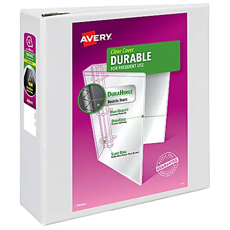 Avery&reg; Durable View 3 Ring Binder, 4" EZD&reg; Rings, White, 1 Binder Must Have