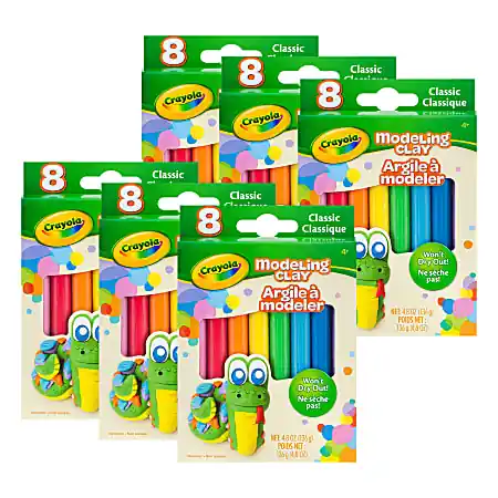 Instant Buy Crayola Modeling Clays, Classic Colors, 8 Per Pack, Set Of 6 Packs