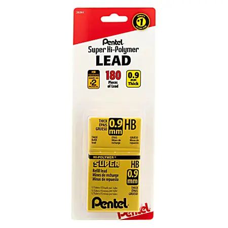Limited Offer Pentel&reg; Super Hi-Polymer&reg; Lead Refills, #2 HB, 0.9 mm, Pack Of 144