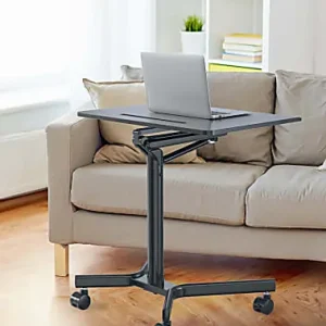 Fast Shipping Realspace&reg; 28"W Mobile Sit-to-Stand Compact Desk/Laptop Cart Workstation, 28-3/4"H x 28"W x 22-1/16"D, Black