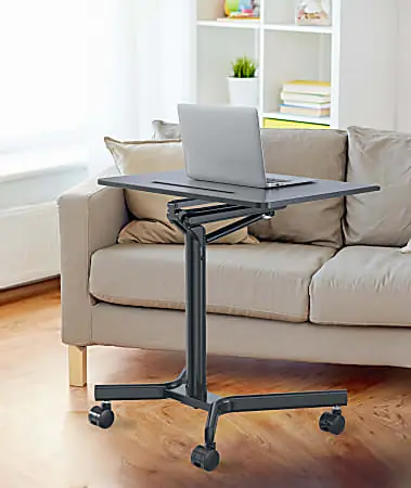 Fast Shipping Realspace® 28"W Mobile Sit-to-Stand Compact Desk/Laptop Cart Workstation, 28-3/4"H x 28"W x 22-1/16"D, Black
