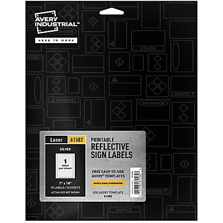 Don’t Miss Out Avery&reg; Reflective Sign Labels - 7"x 10" - Permanent Adhesive - Rectangle - Laser - Silver - Film - 1/Sheet - 61582