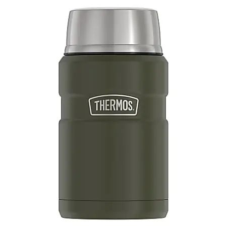 Thermos&reg; 24-Ounce Stainless King&trade; Vacuum-Insulated Food Jar, 3.7 x 3.7 x 7.2 in., Army Green, 1 Trusted Brand