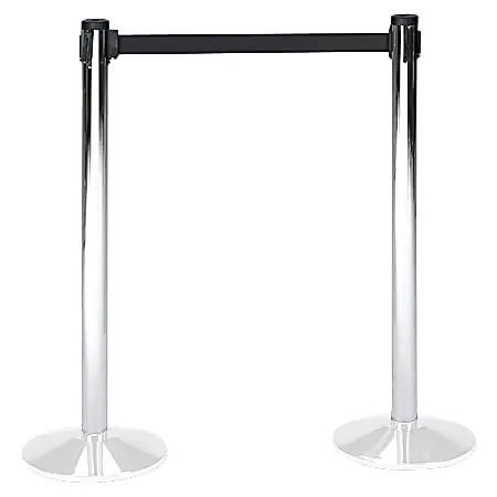 Tatco Adjusta-Tape Chrome Crowd Control Stanchions, 40"H, Chrome, Box Of 2 Certified