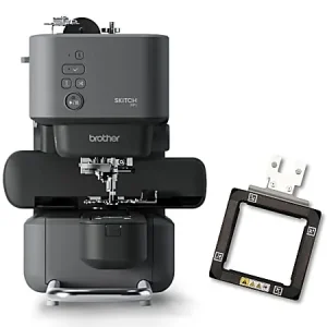 Brother Skitch Single-Needle Embroidery Machine And Magnetic Narrow Frame Set, Gray/Black Editor’s Pick