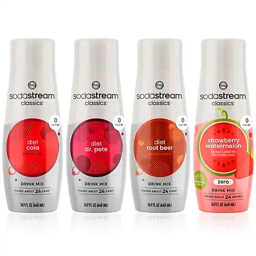 Super Sale SodaStream Classics Diet Sugar-Free Variety Pack Liquid Drink Mix, 14.9 oz., 4 Bottles/Pack (1102894010)