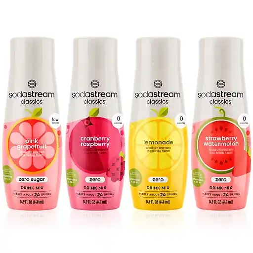 SodaStream Classics Zero Calorie Sugar-Free Variety Pack Drink Mix, 14.9 oz. 4 Bottles/Pack (1101108010) Bulk Order