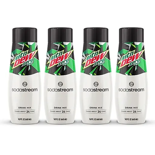SodaStream Mountain Dew Zero Sugar Drink Mix, 14.9 oz., 4 Bottles/Pack (1103165010) Direct From Manufacturer