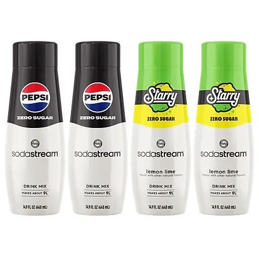 Low Price SodaStream Pepsi & Starry Sugar-Free Variety Pack Drink Mix, 14.9 oz. 4 Bottles/Pack (1103091010)