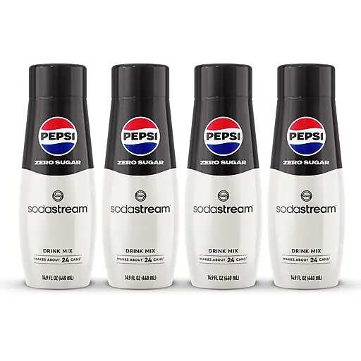 Limited Offer SodaStream Pepsi Zero Sugar Drink Mix, 14.9 oz., 4 Bottles/Pack (1102993010)