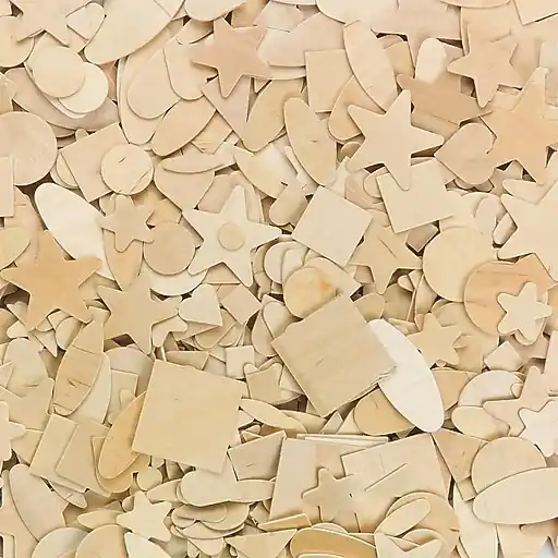 Handmade S&S® 7 Designs Wood Craft Shapes, Natural, 1000/Pack (WD7562)