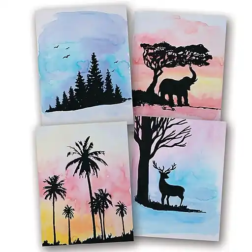 S&S Easy Way Watercolor Craft Kit: Nature Silhouettes, 24/Pack (GP3331) Must Have