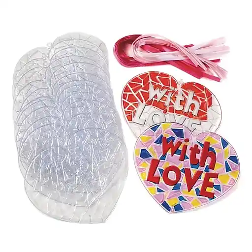 Fresh Stock S&S Stained Glass Hearts, 24/Pack (SG854)