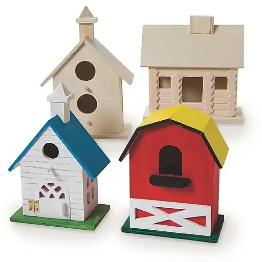 Low Price S&S Unfinished DIY Wood Birdhouses Kit, 4/Pack (WD7636)