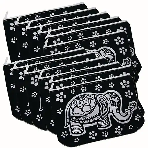 S&S Velvet Art Fabric Elephant Pouch, 12/Pack (PS1462) Price Cut