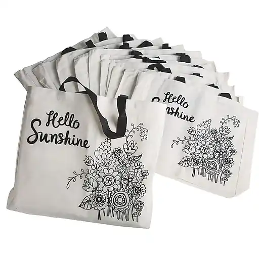 S&S Velvet Art Hello Sunshine Tote Bag, 12/Pack (PS1465) Direct From Factory