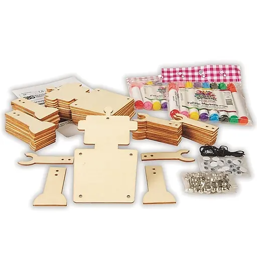 S&S Wooden Robot Pull Toy Craft Kit, 12/Pack (GP3357) Flash Sale