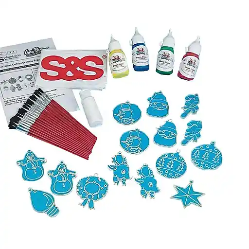 Price Cut S&S Worldwide Christmas Cuties Stain-A-Frames Craft Kit, 18/Pack (GP919)