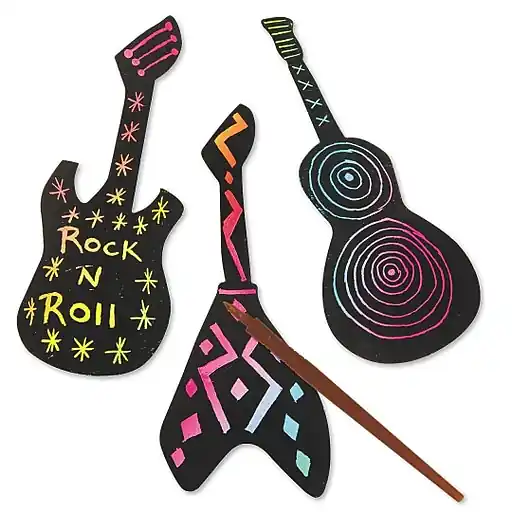 S&S Groovy Scratch Guitars, 48/Pack (CE4667) Price Cut