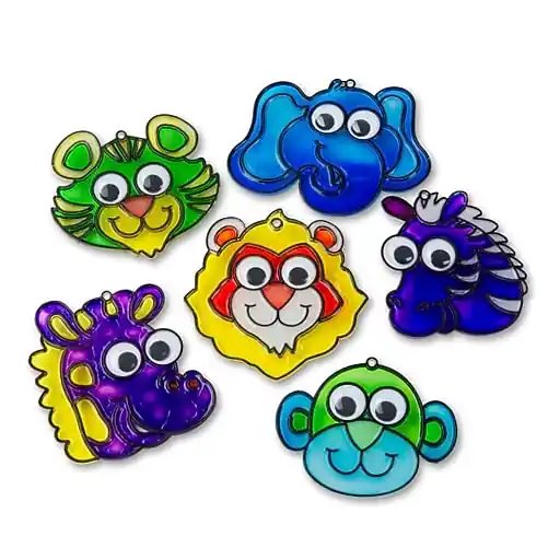 Crafted S&S Worldwide Suncatcher Zoo Animals W/Wiggly Eyes, 24/Pack (CF-13070)