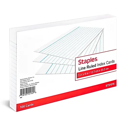 Staples® Lined Index Cards, 5\\ Budget