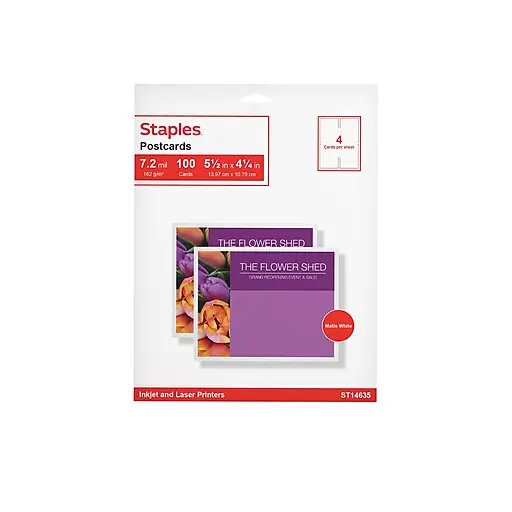 Bulk Order Staples® Matte Postcards, White, 200/Box (ST12496)