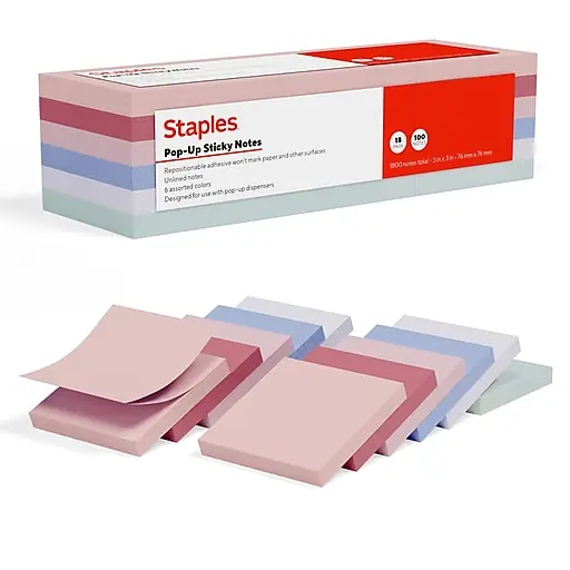 Staples Pop-up Sticky Notes, 3\\ High Quality