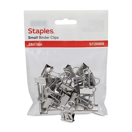 Staples Small Binder Clips, Silver, 25 Clips/Pack (20908) Secure Checkout