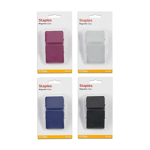 Staples Square Magnetic Clips, Assorted Colors, 2/Pack (41630) Latest