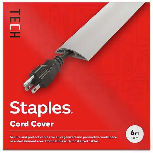 Staples TECH 6' Cord Cover, Gray (ST62389) Special Offer