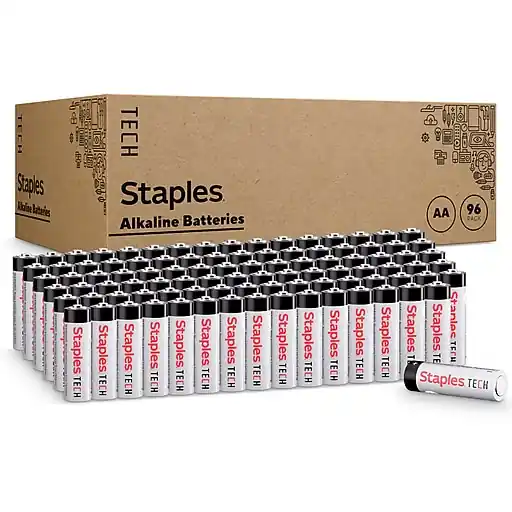 Staples TECH AA Alkaline Battery, 96 Pack (ST63255-CC) Luxury