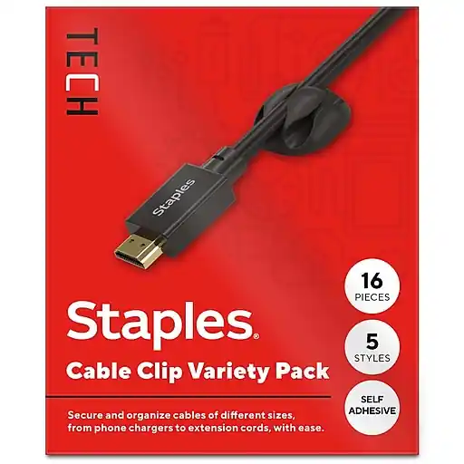 Staples TECH Cable Clips, Black, 16/Pack (ST62393) Shop Now