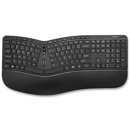 No Minimum Order Staples TECH Wireless Ergonomic Keyboard, Black (ST62603)