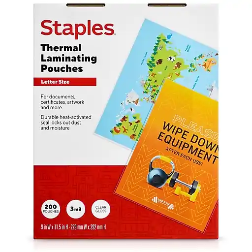 Mega Sale Staples Thermal Laminating Pouches, Letter Size, 3 Mil, 200/Pack (ST61982)