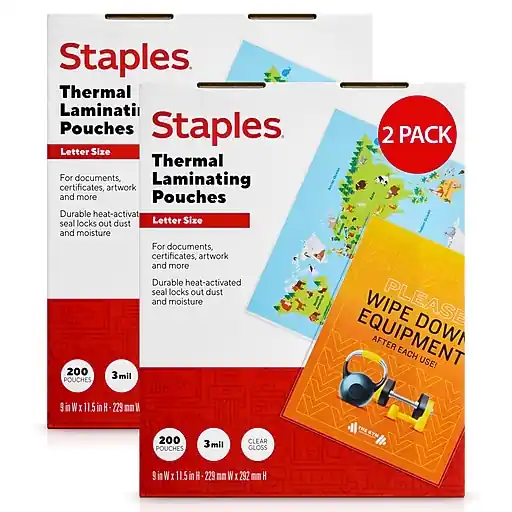 In Demand Staples Thermal Laminating Pouches, Letter Size, 3 Mil, 400/Pack (ST61982-CC-VB)
