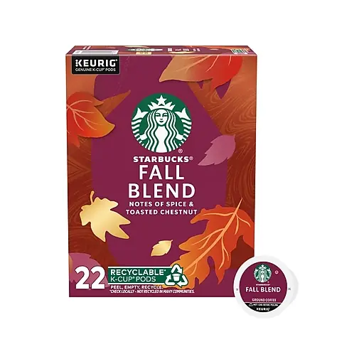 Starbucks Fall Blend Coffee Keurig K-Cup Pods, Medium Roast, 22/Box (12581318) Final Sale