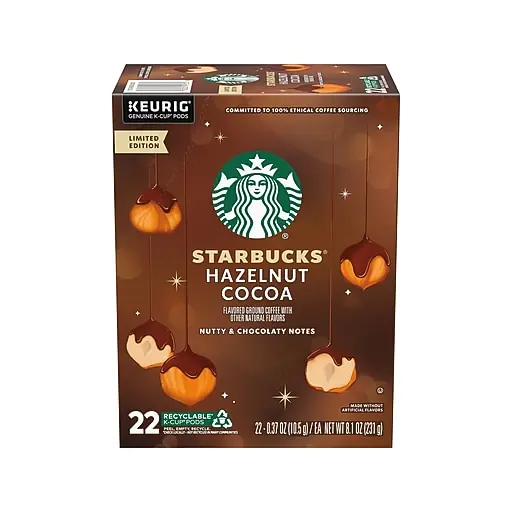 New Release Starbucks Hazelnut Cocoa Coffee Keurig K-Cup Pods, 22/Box (12593996)