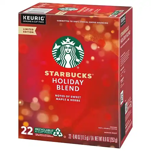 Authentic Starbucks Holiday Blend Coffee Keurig® K-Cup® Pods, Medium Roast, 22/Box (SBK12412029CT)