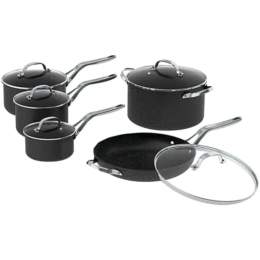 Starfrit The Rock Aluminum Cookware Set, Black, 10 Pieces/Set (060319-001-0000) Premium