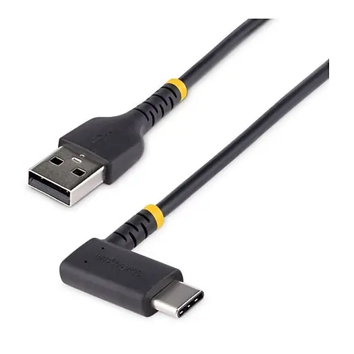 Clearance StarTech USB-A to USB-C Charging Cable Right Angle, 1ft, Black (R2ACR-30C-USB-CABLE)