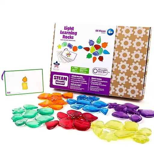 STEAM by Roylco Light Learning Rocks & Play Guide, 49 Pieces/Set (R-20301) Worldwide Shipping