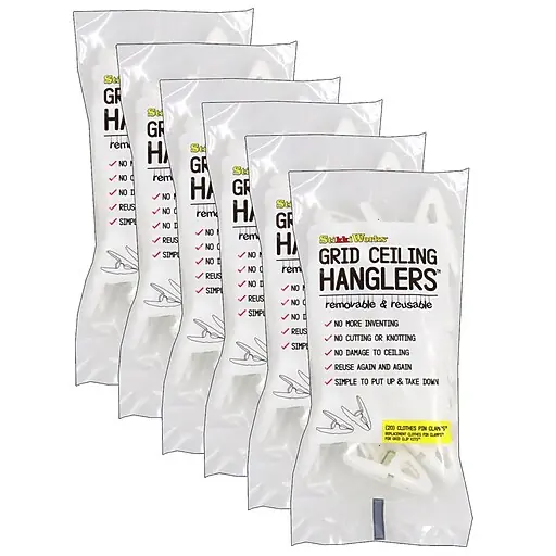 StikkiWorks Grid Ceiling Hanglers Spring Clips, 20/Pack, 6 Packs (STK33036-6) Trending