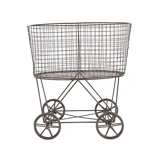 Storied Home 1-Section Rolling Laundry Basket, Metal, Bronze (EC0219) Sale