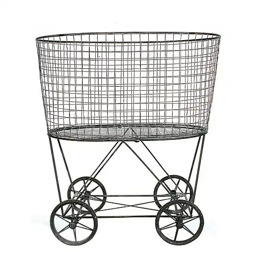 Price Cut Storied Home 1-Section Rolling Laundry Basket, Metal, Grey (DE2757)