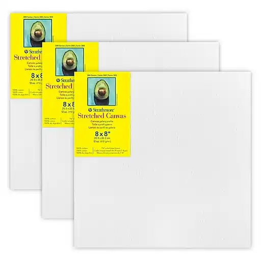Fresh Stock Strathmore 300 Series Primed White Stretched Canvas, 8\\