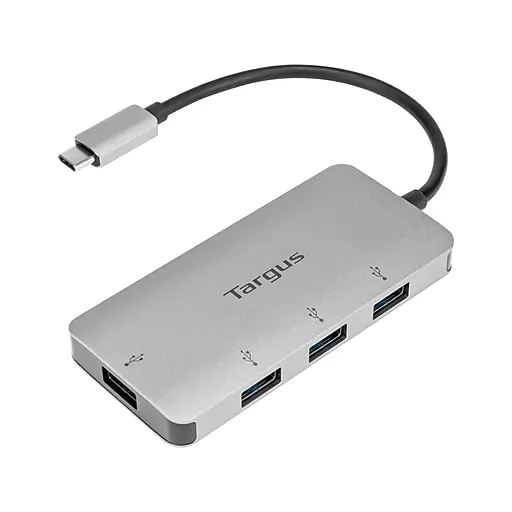 Certified Targus USB-C to 4-Port USB-A Hub, Silver (ACH226BT)