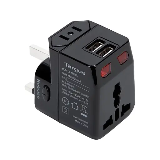 Next Day Delivery Targus World Travel Plastic Travel Power Adapter, Black (APK032US)
