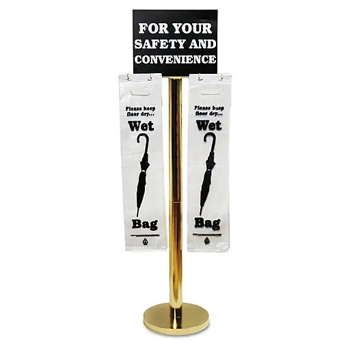Tatco Wet Umbrella Bag Stand, 16w x 12d x 54-1/2h, Brass-Plated Metal Brand New